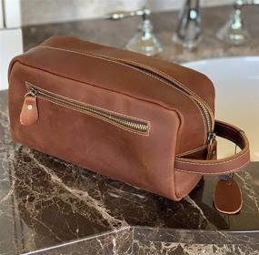 img 3 attached to 👜 Stylish and Practical Genuine Leather Toiletry Travel Tote Bag - Must-Have Dopp Kit - Ideal Shaving Kit Companion