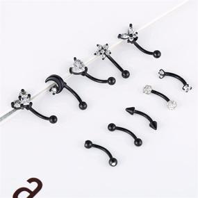 img 2 attached to 💎 EVISPOL 10-Piece Pack: Trendy 16G Rook Curved Barbell Eyebrow Rings- Surgical Steel Jewelry for Men & Women.