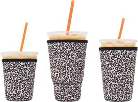 img 4 attached to 🐆 Keep your Iced Coffee Chilled Best with LOVAC 3-Pack Reusable Sleeves - Neoprene Insulator Sleeve for Starbucks, Dunkin & More (Leopard Print)