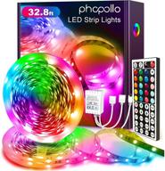 💡 32.8ft flexible 5050 rgb led lights kit by phopollo – color changing led strip lights with 12v power supply and 44-key ir remote controller логотип