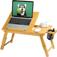 📚 huanuo lap desk: adjustable laptop stand with tilting top - foldable bed tray for up to 15.6 inch laptops, includes storage net logo