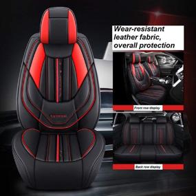 img 2 attached to Upgrade Your Car with ZX FTS001 Luxury PU Leather Auto Car Seat Covers – Full Set Universal Fit (Black-Red)