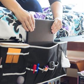 img 4 attached to 🛏️ Kozy Designs Dorm Room Essentials Bedside Caddy Organizer with Enhanced Laptop Keeper Pocket and Enhanced Stability Flap – 12 Pockets Hanging Storage Ideal for College Dorm Rooms and Bunk Beds