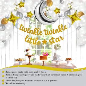 img 2 attached to 🌟 Yara Twinkle Twinkle Little Star Украшения для вечеринки в честь рождения малыша: Набор для гендерного разглашения мальчика и девочки в виде гирлянды из воздушных шаров с луной и звездами. Идеально подходит для фона на день рождения, включая баннер, топперы для кексов в золотистом, серебристом, белом цвете.