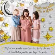 🌟 yara twinkle twinkle little star украшения для вечеринки в честь рождения малыша: набор для гендерного разглашения мальчика и девочки в виде гирлянды из воздушных шаров с луной и звездами. идеально подходит для фона на день рождения, включая баннер, топперы для кексов в золотистом, серебристом, белом цвете. логотип