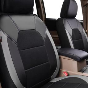 img 1 attached to CAR PASS Leather And Mesh Universal Fit Two Front Car Seat Cover Interior Accessories