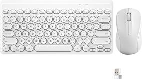 img 4 attached to 💻 Ultra Slim USB Cordless Fashion Keyboard and Mouse Combo, Round Key Smart Power-Saving Wireless Set for Laptop, Computer, and Desktop (Pearl White)