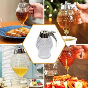 img 1 attached to 🍯 Honey Dispenser and Syrup Jar Set with Beautiful Honeycomb Design and Stand