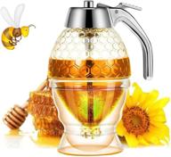 🍯 honey dispenser and syrup jar set with beautiful honeycomb design and stand логотип