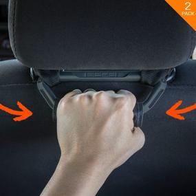 img 2 attached to 🚗 GPCA Headrest Grab Handles PRO Universal for Wrangler, Truck, Sport Car - Easy Pole Mount for 4X4 Off-Road Backseat Passengers. GP Back Grip Patented (Black Aluminum)