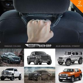 img 1 attached to 🚗 GPCA Headrest Grab Handles PRO Universal for Wrangler, Truck, Sport Car - Easy Pole Mount for 4X4 Off-Road Backseat Passengers. GP Back Grip Patented (Black Aluminum)