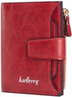 👛 red rfid blocking women's wallet with small credit card holders, leather and id window zipper pocket logo
