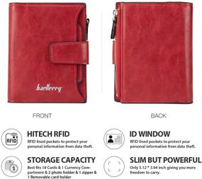 img 1 attached to 👛 Red RFID Blocking Women's Wallet with Small Credit Card Holders, Leather and ID Window Zipper Pocket