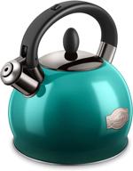 🍵 vicalina tea kettle & tea pot: stainless steel stovetop whistling kettle - 2.64 quart (polished gradient green blue) logo