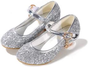 img 4 attached to ALPHELIGANCE Sparkle Princess Flower Wedding Girls' Shoes: Stylish Flats for Little Royalty
