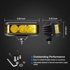 img 3 attached to VAURORV Amber LED Light Bar Side Shooter LED Light Pods 2PCS 5 Inch 70W Yellow Spot Flood Combo Beam Driving Work Lights Compatible With Off Road Truck Boat ATV UTV SUV Motor