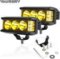 vaurorv amber led light bar side shooter led light pods 2pcs 5 inch 70w yellow spot flood combo beam driving work lights compatible with off road truck boat atv utv suv motor logo