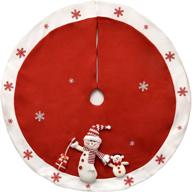 🎄 48-inch large red christmas tree skirt with plush snowman and white snowflakes - xmas holiday party tree decorations by gift boutique логотип