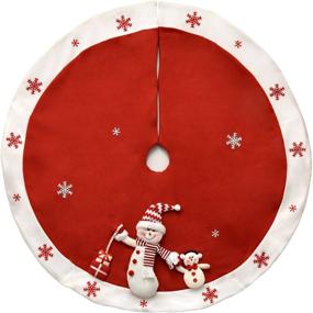 img 4 attached to 🎄 48-Inch Large Red Christmas Tree Skirt with Plush Snowman and White Snowflakes - Xmas Holiday Party Tree Decorations by Gift Boutique
