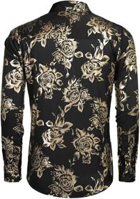 img 1 attached to COOFANDY Men's Printed Hipster Sleeve Shirts: Trendy Clothing for Stylish Men