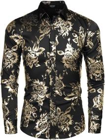 img 3 attached to COOFANDY Men's Printed Hipster Sleeve Shirts: Trendy Clothing for Stylish Men