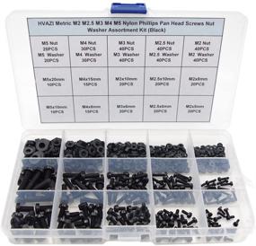 img 4 attached to 🔩 HVAZI Metric M2 M2.5 M3 M4 M5 Black Nylon Phillips Pan Head Screws Nut Washer Assortment Kit