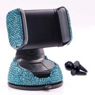 bling rhinestone car phone holder windshield dashboard mount adjustable phone holder for easy view gps screen compatible with iphone 5 6s 7 8s 9 10 se xs xr s20 (lake blue) logo