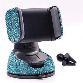 img 4 attached to Bling Rhinestone Car Phone Holder Windshield Dashboard Mount Adjustable Phone Holder For Easy View GPS Screen Compatible With IPhone 5 6S 7 8S 9 10 SE XS XR S20 (Lake Blue)