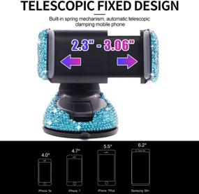 img 1 attached to Bling Rhinestone Car Phone Holder Windshield Dashboard Mount Adjustable Phone Holder For Easy View GPS Screen Compatible With IPhone 5 6S 7 8S 9 10 SE XS XR S20 (Lake Blue)