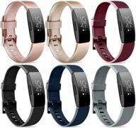 📦 6 pack silicone bands for fitbit inspire hr, inspire 2, inspire, ace 2 - women men's small, rose gold, gold, wine red, black, navy blue, grey logo