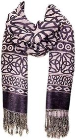 img 1 attached to 🍀 Celtic Weave Scarf: Authentic Irish Style in Vibrant Purple Shade!