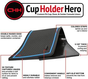 img 3 attached to 🚗 Premium Custom Interior Non-Slip Anti Dust Cup Holder Inserts for Honda Civic Accessories 2013-2015 – 14-pc Set (Sedan) with Blue Trim: CupHolderHero Center Console Liner Mats and Door Pocket Liners