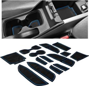 img 4 attached to 🚗 Premium Custom Interior Non-Slip Anti Dust Cup Holder Inserts for Honda Civic Accessories 2013-2015 – 14-pc Set (Sedan) with Blue Trim: CupHolderHero Center Console Liner Mats and Door Pocket Liners