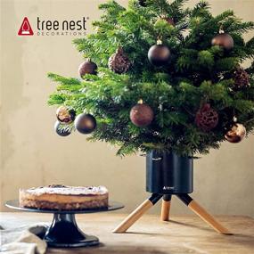 img 2 attached to 🎄 Tree Nest Christmas Tree Stand Base: Modern Tabletop Mini Tree Holder for Xmas Tree Decoration - Fits 3ft, 4ft, and 5ft Small Trees (Cosmopolitan, Black)