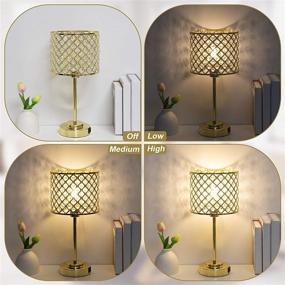 img 2 attached to 💎 Modern Glam Crystal Table Lamp with Touch Control, 2 USB Ports, Dimmable 3-Way Bedside Lamp, Gold Crystal Decor, Nightstand Lamp, for Bedroom, Living Room, Dresser, Includes 6W Bulb - Boncoo