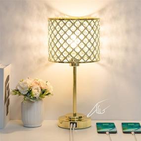 img 4 attached to 💎 Modern Glam Crystal Table Lamp with Touch Control, 2 USB Ports, Dimmable 3-Way Bedside Lamp, Gold Crystal Decor, Nightstand Lamp, for Bedroom, Living Room, Dresser, Includes 6W Bulb - Boncoo