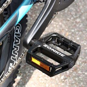 img 1 attached to 🚴 ZONKIE Mountain Bike Pedal: Durable Aluminum Alloy Flat Platform Pedals for Road Bike and MTB with Reflector, Sealed DU Bearing, and Universal Thread Size