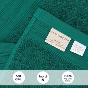 img 1 attached to 🛀 Craftsworth Premium Teal Hand Towels - 6 Pack of 16x27 Inches, 650 GSM 100% Ring Spun Cotton, Ultra Soft, Highly Absorbent & Quick Dry - Hotel Spa Collection for Bathroom