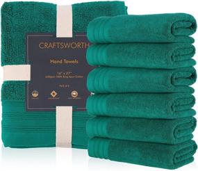img 4 attached to 🛀 Craftsworth Premium Teal Hand Towels - 6 Pack of 16x27 Inches, 650 GSM 100% Ring Spun Cotton, Ultra Soft, Highly Absorbent & Quick Dry - Hotel Spa Collection for Bathroom