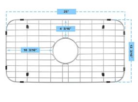 img 2 attached to 🧼 YAQUN 25" X 13 3/16" Kitchen Sink Grid and Protector - Stainless Steel, Center Drain Hole, Premium Sink Accessories