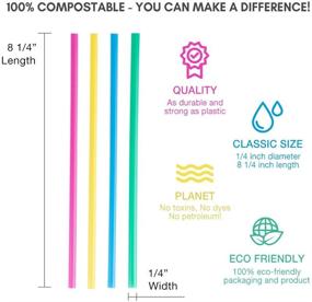 img 3 attached to 🌱 Colorful Compostable Straws: 300 Bulk Pack, 8.3 Inch Long Eco-Friendly PLA Disposable Straws – Perfect Plastic Alternative for Tumbler and Water Bottle