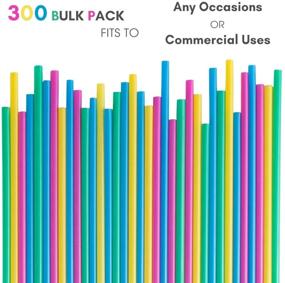 img 1 attached to 🌱 Colorful Compostable Straws: 300 Bulk Pack, 8.3 Inch Long Eco-Friendly PLA Disposable Straws – Perfect Plastic Alternative for Tumbler and Water Bottle