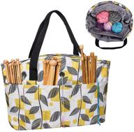 yellow yarn storage tote with 3 oversized grommets - tangle-free knitting and crochet organizer for carrying projects and supplies, drawstring closure logo