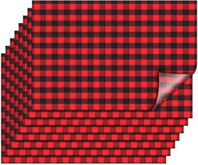 img 4 attached to 🎄 Christmas Buffalo Plaid Heat Transfer Vinyl Patches – 18x12 Inch Check Fabric Sheets – Red and Black Winter Holiday Iron-On Adhesive Flannel Patches