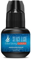 💪 stacy lash extra strong evolution eyelash extension glue: 1-2 sec drying time, 8 weeks retention, maximum bonding - black adhesive for professional use only logo