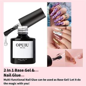 img 1 attached to OPUIU Nail Tips and Glue Gel Kit: 2-in-1 Nail Glue and Base Gel with 500PCS Coffin Shape Full Cover False Nails, Cute Design LED Lamp - Easy DIY at Home