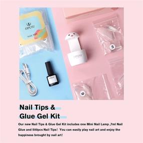 img 3 attached to OPUIU Nail Tips and Glue Gel Kit: 2-in-1 Nail Glue and Base Gel with 500PCS Coffin Shape Full Cover False Nails, Cute Design LED Lamp - Easy DIY at Home