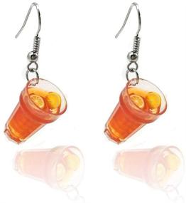 img 3 attached to Quirky Bubble Tea Dangle Earrings - Original Milk Tea Beverage Jewelry for Girls, Lemon Tea Flavored