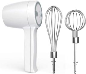 img 4 attached to 🔌 Cordless Hand Mixer with 5-Speed Rechargeable USB, Stainless Steel Whips - White