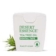 🌿 desert essence tea tree oil dental tape - 30 yards - pack of 3 - naturally waxed w/beeswax - no shred thick floss - on the go - removes food debris buildup - cruelty-free antiseptic: effective oral care solution logo